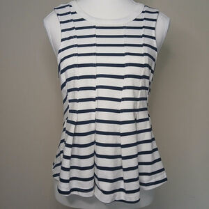 Anthropologie X Postcard Nautical Peplum Tank Blue & White Striped Size Small
